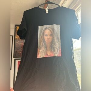 Women's Black Short-Sleeve Tee with Front Photo Graphic